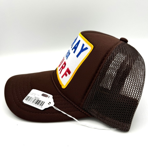 NWT Aviator Nation Pray For Surf Brown Trucker Hat Cap Embroidered Classic beach - Picture 3 of 13